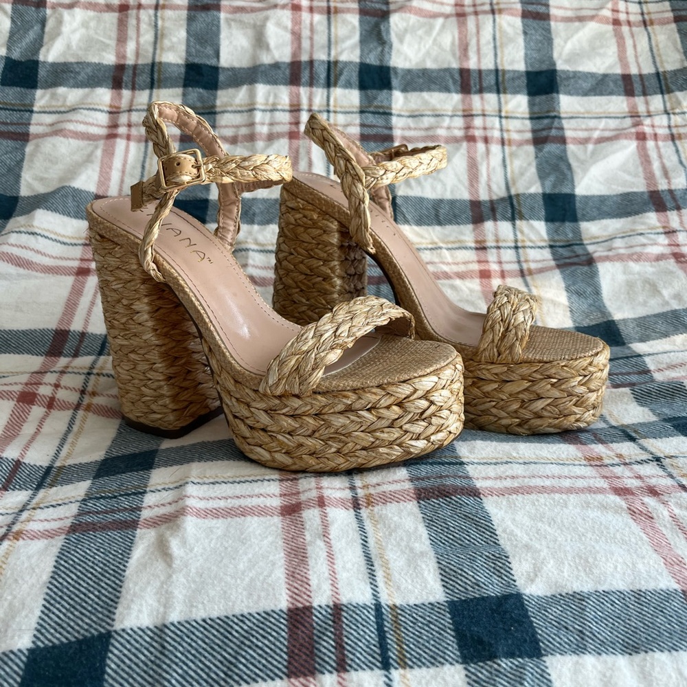 Women's Tan Platform Woven Sandals